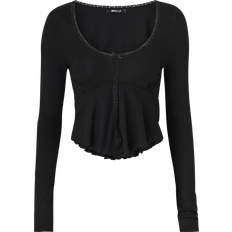 Gina Tricot Lace Detail Top - Black