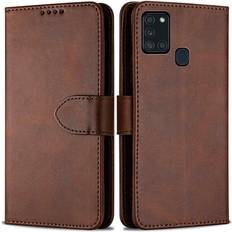 Samsung Galaxy S21 Ultra Wallet Cases FoneFunShop Compatible With Samsung Galaxy S21 Ultra S30 Ultra PU Leather Flip Wallet Case Brown