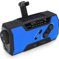 Jgstore17 Blue Portable AM FM NOAA Radio Solar Crank Emergency Weather Flashlight Rechargeable Power Bank for iPhone