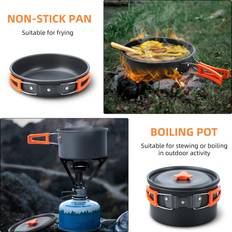 Tomtop Jms Camping Cooking Set Camping Cookware Set 16pcs Camping Pot pan Set Nesting Camp Cook Set