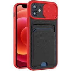 Apple iPhone 6/6S Mobile Phone Cases FoneFunShop Compatible With iPhone 6P 7P 8P in Red Ultra thin Case with Card slot & Camera shutter