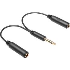 Male to 2 Adapter Cable 1/4 6.35mm Plug to Dual 6.35mm Jack Splitter Stereo Cord
