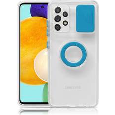 FoneFunShop Compatible With Samsung A72 SM-A726B 5G Blue Case With Camera Protection Hand Ring