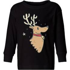 Hiking T-shirts Children's Clothing Awkward Ugly Christmas Doodles Long Sleeve Shirt - Black