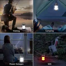 White Camping Lights Tlily Solar Camping Tent Lamp LED Emergency Lights Portable Lantern Spotlights Rechargeable Battery Lamps Flashlight -White