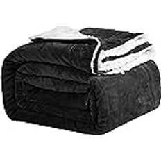 Good Nite Bed Throw Blanket 150x200 cm Sherpa Flannel Blankets Black