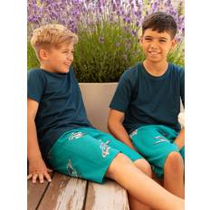 Turquoise Night Garments Cyberjammies Kids' Cove Turtle Print Shorty Pyjamas Set, Teal