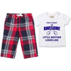 60 Second Makeover Awesome Little Brother Pyjamas Children Tartan Trouser Bottoms Pyjama Set Little Brother Red 9-10 Years