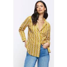 Women - Yellow Shirts River Island Womens Yellow Paisley Print Long Sleeve Shirt