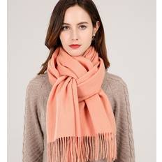 Orange Halsdukar & Sjalar Grandado Kvinner ull skjerf vinter kashmir echarpe wraps til damer fast foulard femme med skumring varme merino ull skjerf
