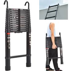 YouseaHome Aluminum Telescopic Ladder with Hooks 5M Extension Multi-Purpose Climb Ladder 330lb/150k Load Capacity for Home Loft Attic