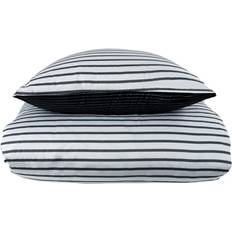 Borg Living Striped Påslakan Vit, Svart (220x140cm)