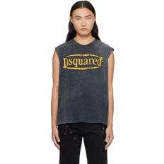 DSquared2 Tank Tops DSquared2 Black Distressed Tank Top