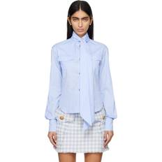 Balmain Blåa Överdelar Balmain Randig Skjorta Med Rosett - Blue