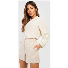 Boohoo Blouses boohoo Frill Neck Long Sleeve Woven Blouse Stone