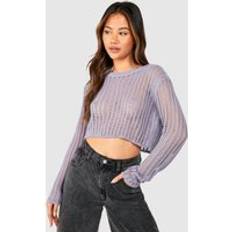 Denim Jumpers boohoo Sheer Ladder Crop Jumper Denim