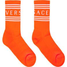 Versace Socks Versace Orange 90s Vintage Logo Socks 2O400 Fluo Orange Wh