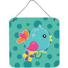 Turquoise Wall Decor ComfortCreator Bird on Teal Polkadots Wall Decor