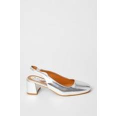 Wallis Danisa Slingback Block Heel Court Shoes Silver