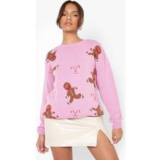 Christmas Jumpers - Women boohoo Gingerbread Christmas Jumper Lilac