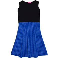 11-12 Years, Black & Blue Girls Skater Dress Black & Blue Summer Party Dance 11-12yrs