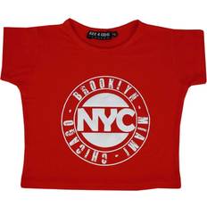 11-12 Years, Red Girls NYC BROOKLALYN Miami Chicago Print T Shirt Yr 11-12yrs