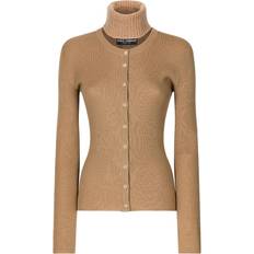 Dolce & Gabbana Brown Cardigans Dolce & Gabbana ribbed roll-neck cardigan women Nylon/Cashmere/Virgin Wool Brown