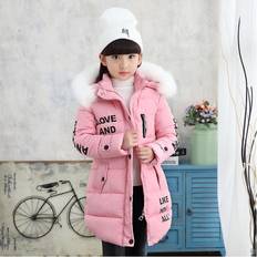 Xcsgsra Pink, 9-10 Years Kids girls Long Coat Padded Winter Hooded Jackets Multicoloured One