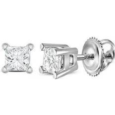 Unisex - White Gold Earrings Jewelry Outlet 14kt White Gold Unisex Princess Diamond Solitaire Stud Earrings 1/4 Cttw