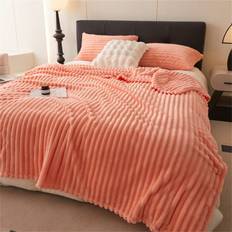 Orange Filtar Shein 1pc Faux Rabbit Fur Blanket, Soft Plush Flannel Blanket, Suitable Air Conditioning Filt Orange