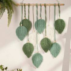 Polyester Wall Decor Shein 1pc,Macrame Wall Hanging Boho Wall Decor With Chic Woven Leaf Tassels Art Boho Chic Väggdekor