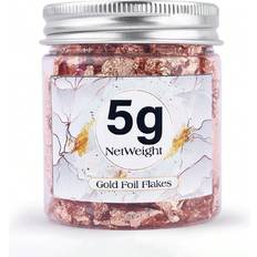 Gold DIY Shein 5g/Bottle Rose Gold Foil Flakes For Diy Resin, Silicone, Candle Mold, Stamp Filling, Nail Art Decoration