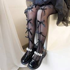Black Pantyhoses Children's Clothing Shein Toddler Girls Sweet Princess Style Bowknot Stockings - Skin-Friendly