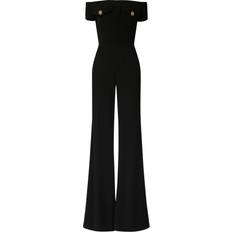 Balmain Jumpsuits & Overalls Balmain Schulterfreier, Ausgestellter Krepp-jumpsuit Schwarz