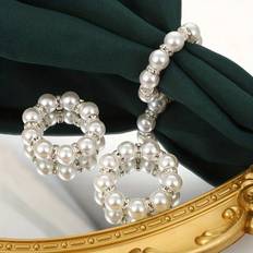 Plastic Napkin Rings Shein 12pcs Pearl Rings Hand-Beaded Napkin Ring