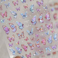 Nageldekoration stickers Shein 1pc 5D Nail Art Stickers Fragment Colourfur Light Butterfly Nail Stickers Nail Decal Manicure