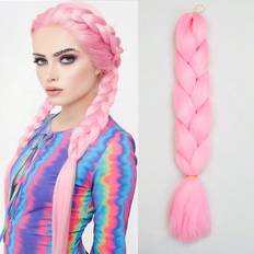Shein Pack Of 1 Jumb Braiding Hair 24" Suitable For Women Daily Holidays And Cosplay Braided Pink Fashion