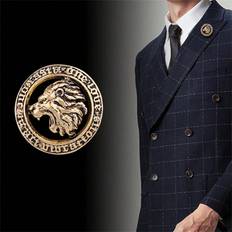 Herr Broscher Shein 1pc Men's Majestic Lion Head Shaped Brooch