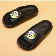 Black Slippers Shein Children's Simple Anti-Slip Lightweight Cartoon Slippers - Cute