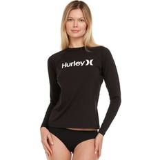 Hurley Rash Guard for Women, Womens Rash Guard Long Sleeve Shirts, Rashguard Swim Shirt Women UPF SPF & UV Protection Black