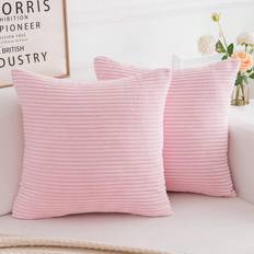 Stripes Cushion Covers Shein 1pc Plain Cushion Cover Without Filler, Striped Corduroy Square Kuddöverdrag Rosa