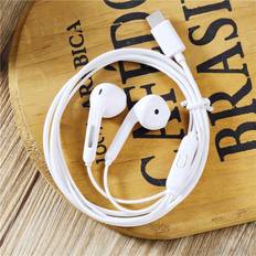 Hörlurar Shein White New Leather Woven Type-C Half In-Ear Wired Earphones With