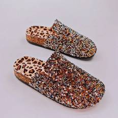 Shein New Arrival Black Glitter Slipper For Beach, Home, Fluffy Slipper, Lady Flat Slipper, Lady Flat Shoe