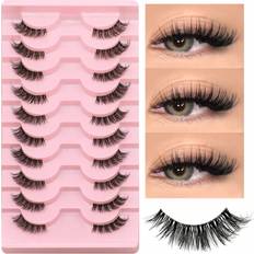 False Eyelashes Shein 10 Pairs Half Lashes Clear Band Soft Natural Cat Eye False Eyelashes Short Soft 3d Faux Mink Eyelashes MakeupJA2502