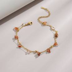 Anklets Shein Natural Stone Stainless Steel Anklet - Women