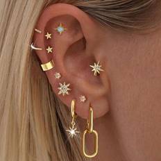 Opaler Smyckesset Shein 10pcs/Set Dazzling Opal & & Zirconia Earrings Set For Women, Suitable For Parties, Festivals, Dates, Or Weddings