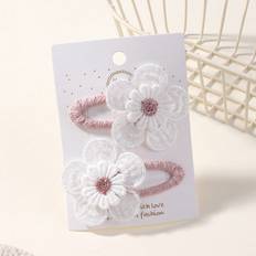 Hårprodukter Shein 2pcs Solid Color Double Layer Flower Design Hair Clips For Kids To Fix Bangs/ Hair Edges
