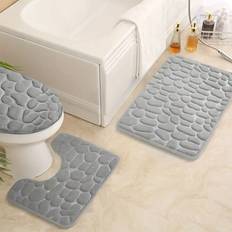 Shein 3pcs/Set Pebble Design Bathroom Toilet Anti-Slip And Moisture-Proof Mat Set