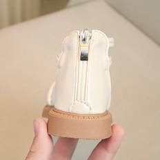 Shein Girls' Retro Roman Style Sandals With Zipper Open Toe Design, Flat Pu Leather Summer Daily Shoes For Baby Girls