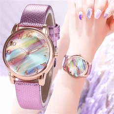 Shein 1pc Luxury Fashion Rainbow Watches Pink Wrist Watch Clock Relogio Feminino Noble Gift Ladies Gift Ms
